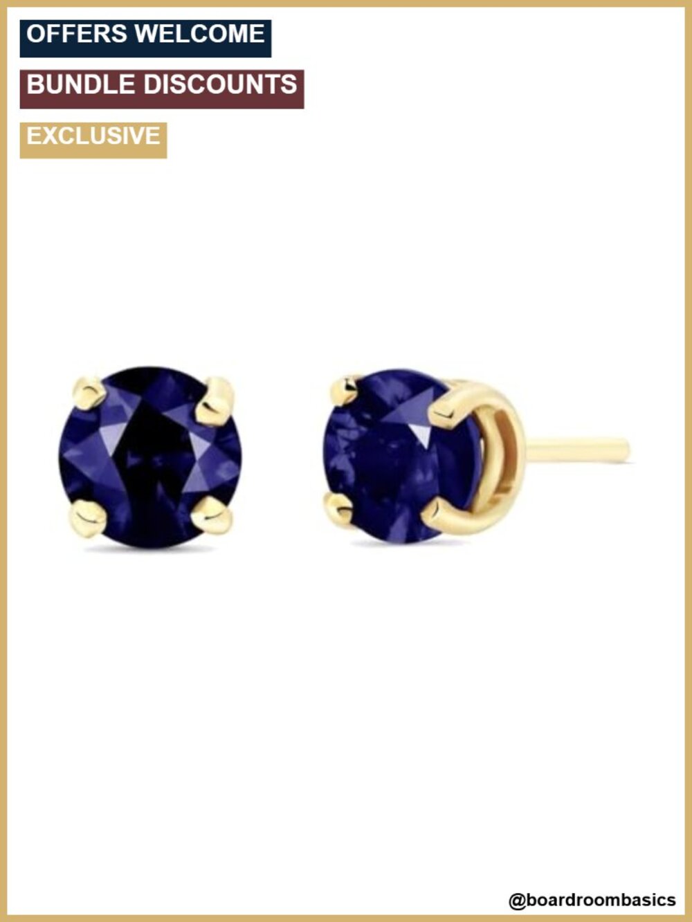 14K Yellow Gold Sapphire Stud Earrings 1.0 Carat Fine Jewelry